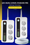 Pro P10 3x Priz 3000W Akım Korumalı 4x USB 2x Type-C Girişli Çoklu Priz