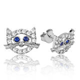 925 Ayar Gümüş Kedi Çivili Küpe EA1160077 (944944)