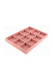 Yerli Süet Pembe 12 Bölmeli Takı Servis Tablası (Aydındecor)