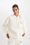 DeFactoFit NBA Brooklyn Nets Oversize Geniş Kalıp Kolej Yaka Sırt Baskılı Bomber Hırka C8101AX24AUER105