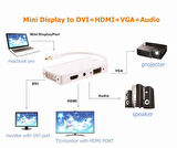 Mini displayport To Hdmi Dvi Vga 3.5mm Kulaklık Çıkışı Thunderbolt Çevirici Adaptör