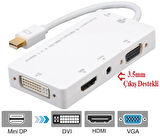 Mini displayport To Hdmi Dvi Vga 3.5mm Kulaklık Çıkışı Thunderbolt Çevirici Adaptör