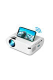 Monozone  P62 Akıllı Full HD Ev Ofis Kamp Açık Hava Sineması Mini Taşınabilir Video Projektör Çok Fonksiyonlu Kablosuz Wifi & Ios & Android Cep Tel Yansıtma Projeksiyon Cihazı 