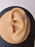 Lotus Çiçek ModelTragus Helix Piercing Ear Cuff Kıkırdak Çelik Küpe