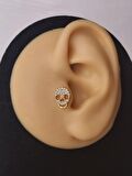 Kuru Kafa İskelet Skull ModelTragus Helix Piercing Ear Cuff Kıkırdak Çelik Küpe