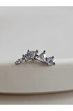 Çiçek Modern Model Kıkırdak Piercing Tragus Helix Silver Gümüş Renk Küpe