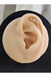 Çiçek Modern Model Kıkırdak Piercing Tragus Helix Altın Gold Renk Küpe