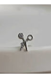 Makas Model Kıkırdak Piercing Tragus Helix Silver Gümüş Renk Küpe