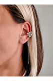 Melek Kanat Sallantılı Model Gümüş Renkli Kıkırdak Sıkıştırmalı Küpe Earcuff