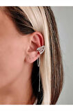 Melek Kanat Sallantılı Model Gümüş Renkli Kıkırdak Sıkıştırmalı Küpe Earcuff