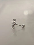 Fiyonk Kurdela Model Kıkırdak Piercing Tragus Helix Silver Gümüş Renk Küpe