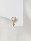 Bombeli Kalp Yıldız Model Kıkırdak Piercing Tragus Helix Altın Gold Renk Küpe