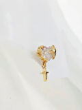 Bombeli Kalp Yıldız Model Kıkırdak Piercing Tragus Helix Altın Gold Renk Küpe