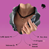 Makrome Bohem İp Örme Yavru Ağzı El Yapımı Bağlamalı Kolye