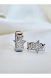 Minimal Yıldız Model Zirkon Taşlı Silver Gümüş Renkli Çelik Küpe