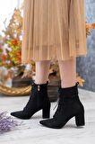 Eliz Siyah Süet Sivri Burun Bağcıklı Günlük Kadın Bot