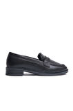 Runa Siyah Deri İnce Taban (3cm) Loafer Kadın Ayakkabı