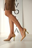 Scarlet Nude Kırışık Rugan (8cm) Topuk  Boyu Günlük Kullanım Stiletto