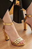 Dora Gold Ayna Rugan Platform (9 cm Topuklu) Ayakkabı