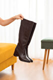 Mindy Kahverengi Deri Topuklu (5 cm Topuklu ) Yanı Fermuarlı Günlük Kullanım Çizme