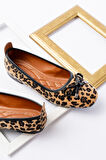 Potin Leopar Fiyonklu ( 2 cm) Oval Burunlu Günlük Kullanım Babet