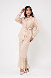 Yıpratma Detaylı Oversize  Gömlek Pantolon Takım TKM16052