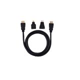1.5 m 1.4V Hdmi Kablo + Mini Micro Uç 3in1 Çevirici Dönüştürücü Adaptör Kablosu