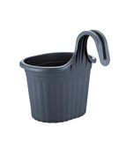 Omnipazar SO-TOM1 Tombik Askılı Balkon Saksı 3 lt Antrasit 6 Adet