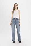 DeFacto Straight Wide Yüksek Bel Geniş Paça Uzun Jean Pantolon D7979AX25SPNM28