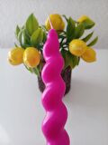 3'lü Pembe Fuşya İtalyan Burgulu Şamdan Mumu Doğal Kokulu Uzun Çubuk Konik Burgu Spiral Mum Dekoratif