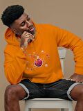 Galaxi Uzay Baskılı Tasarım 3 İplik Kalın Sarı Sweatshirt Hoodie 