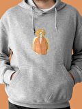 İnsan Baskılı Tasarım 3 İplik Kalın Gri Sweatshirt Hoodie 