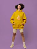 İnsan Baskılı Tasarım 3 İplik Kalın Sarı Sweatshirt Hoodie 
