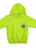 Monster Canavar Ball Baskılı Tasarım 3 İplik Kalın Neom Sarı Sweatshirt Hoodie 