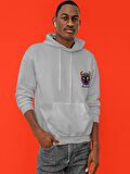 Monster Canavar Baskılı Tasarım 3 İplik Kalın Gri Sweatshirt Hoodie 
