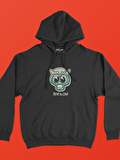 Kind is Cool Monster Canavar Baskılı Tasarım 3 İplik Kalın Siyah Sweatshirt Hoodie 