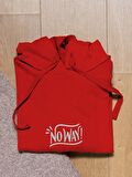 Noway Baskılı Tasarım 3 İplik Kalın Kırmızı Sweatshirt Hoodie 