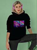 Rick and Morty Baskılı Tasarım 3 İplik Kalın Siyah Sweatshirt Hoodie 