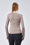 Basic Bisiklet Yaka Uzun Kollu Slim Fit Kadın Body T-shirt