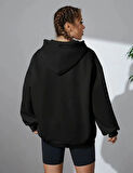 Üç İp Kapüşonlu Düz Unısex Sweatshirt