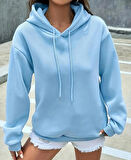 Üç İp Kapüşonlu Düz Unısex Sweatshirt