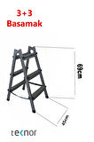  Çift Taraflı Dayanıklı 3+3 Metal Basamaklı Merdiven