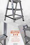  Çift Taraflı Dayanıklı 3+3 Metal Basamaklı Merdiven