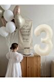3 Yaş Folyolu Krem Karamel Folyo Balon Seti