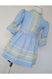 Kız Çocuk Vintage Mavi Fistolu Elbise 0-5 Yaş