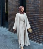 3 Parça Pamuk Krep Abaya Takım
