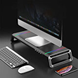 Monozone  Bilgisayar Monitör Yükseltici Laptop Sehpası RGB 4 USB Hub Yükseklik Ayarlı Monitör Standı