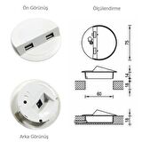 Çalışma Masası için Masa Üstü Usb Şarj Cihazı Beyaz Adaptörsüz