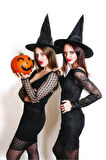 Halloween Cadı Şapkası Gümüş Desenli