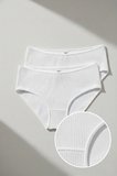 %100 Pamuk Kadın Fitilli Külot 2’li Paket İç Giyim Seti - 0910b